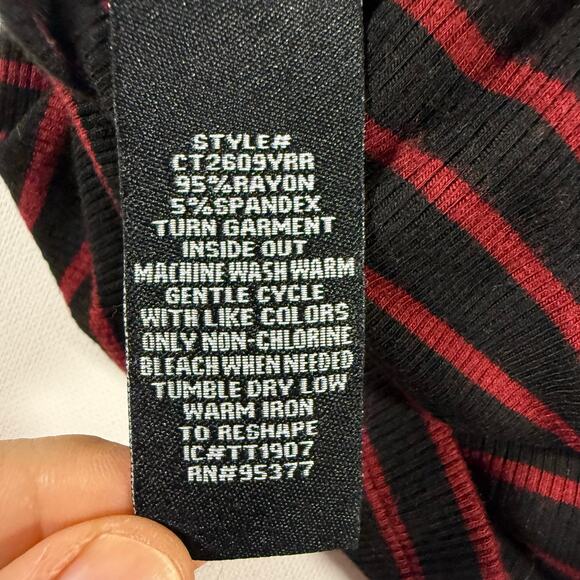 Sanctuary Red Black Striped Mock Neck Sleeveless Tank Top Women’s Medium - Picture 6 of 8